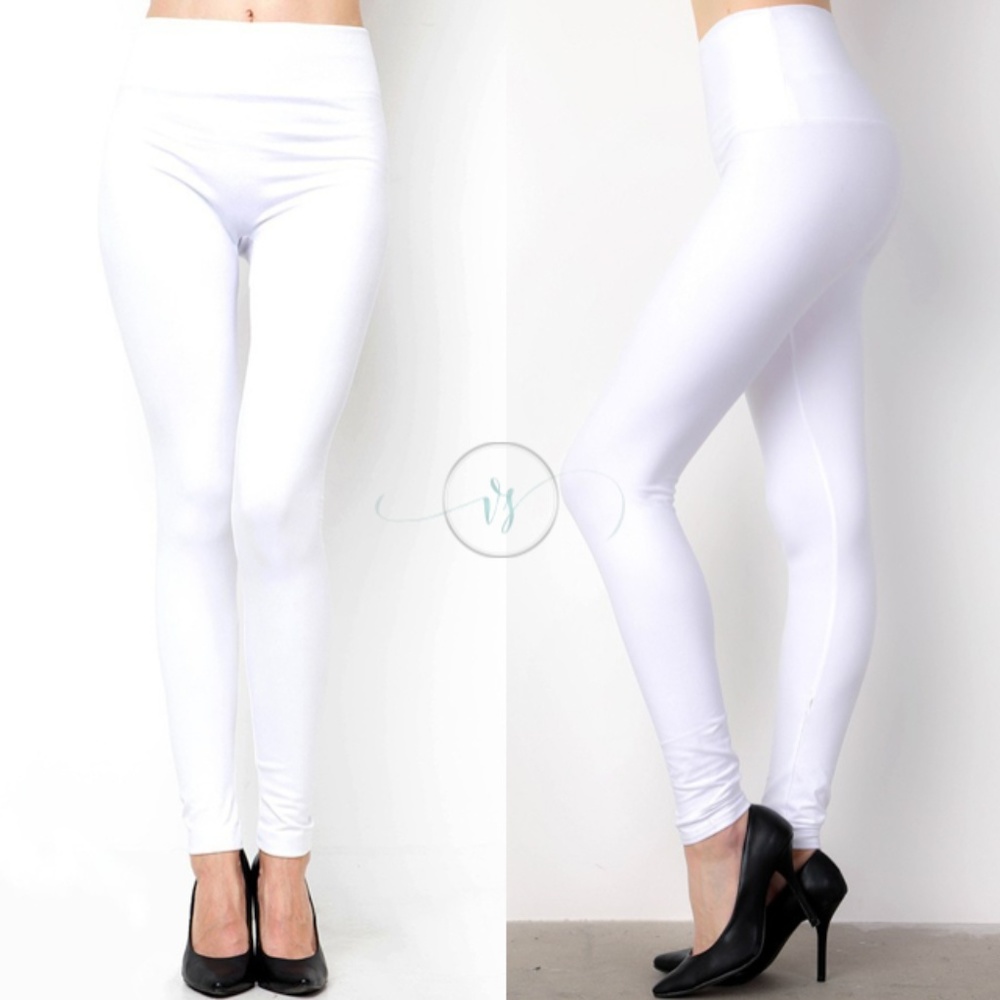 White Brushed Knit Leggings